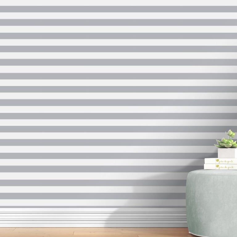 Papel de Parede Listrado Horizontal Cinza 3m