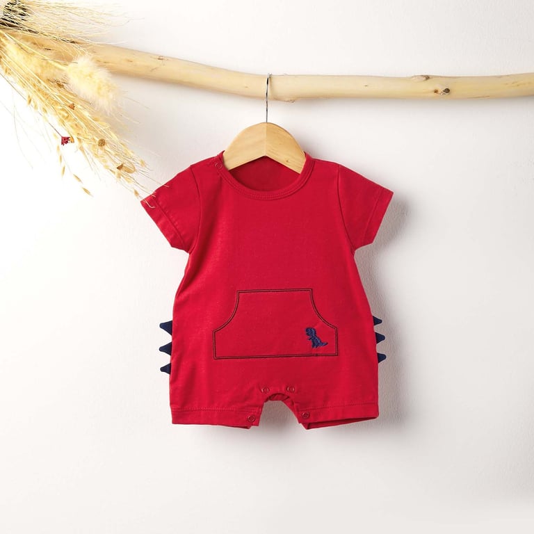 Macacão Curto Mini Dinossauro Azul Marinho