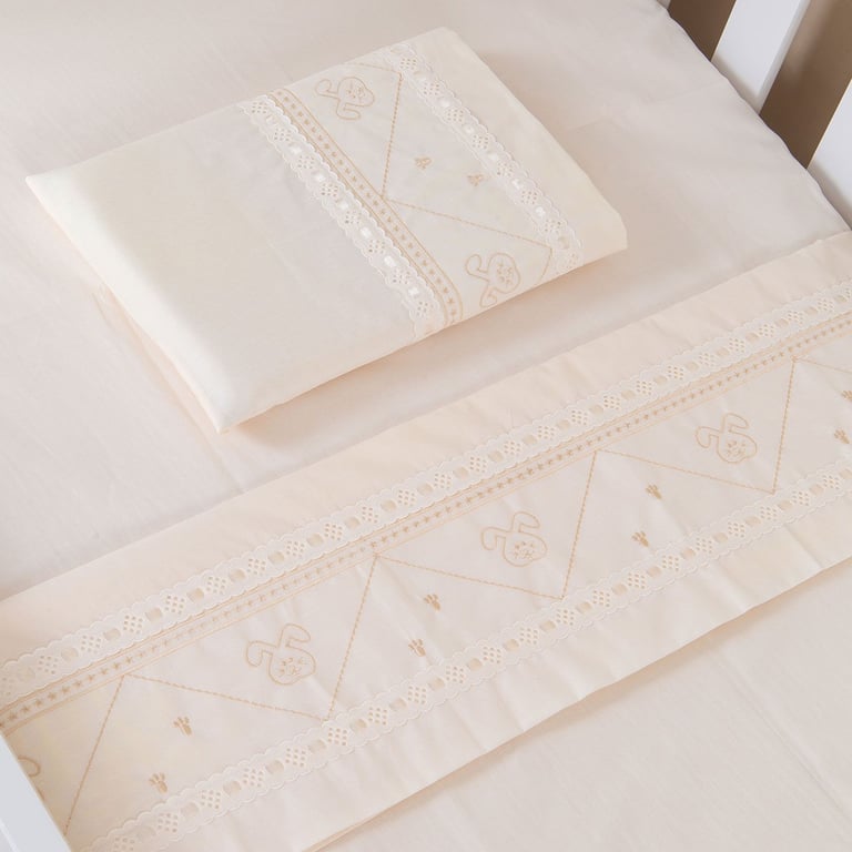 Jogo de Lençol Mini Berço Coelho Branco