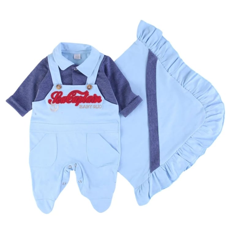 Saída De Maternidade Baby Gijo Jardineira Sea Captain