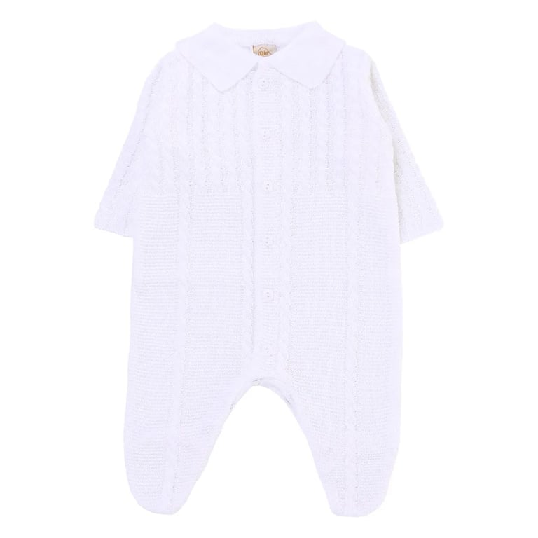 Saída Maternidade Din Don Trançado com Botões Branco