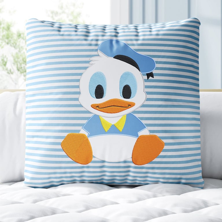 Almofada Quadrada Pato Donald Listra Azul 30cm