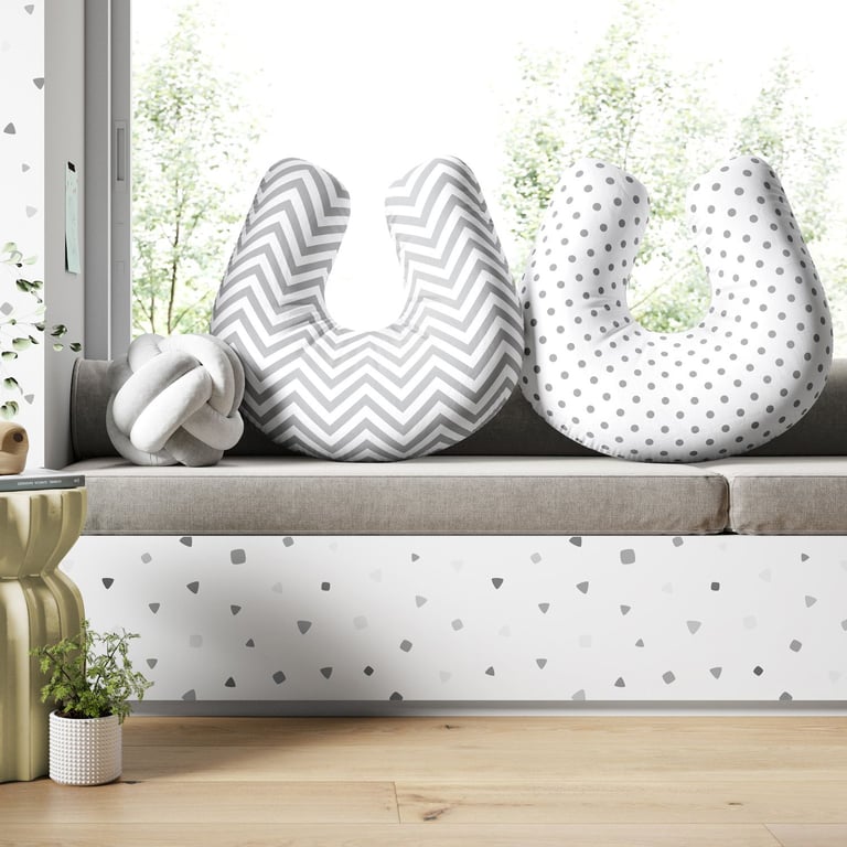 Almofada Amamentação Dupla Face Chevron Poá Cinza — vista alternativa