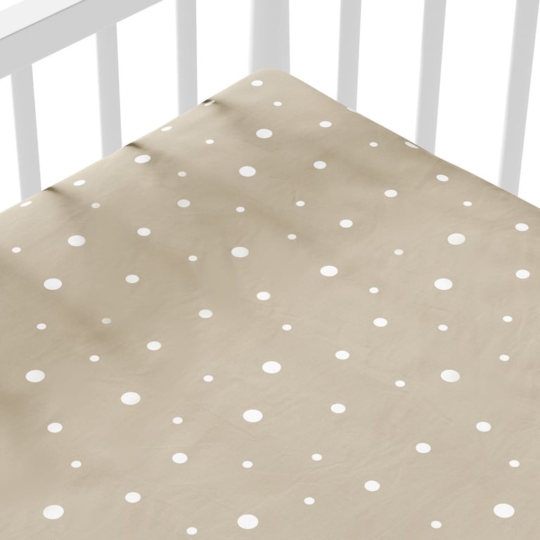 Lençol Berço com Elástico Poá Vintage Bege