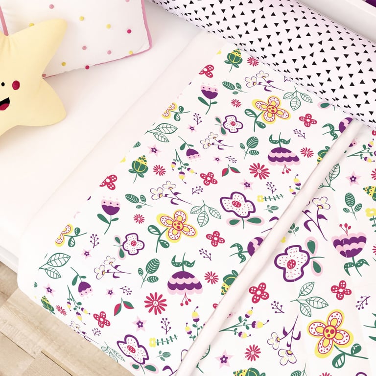 Jogo de Lençol Mini Cama Floral Moderna