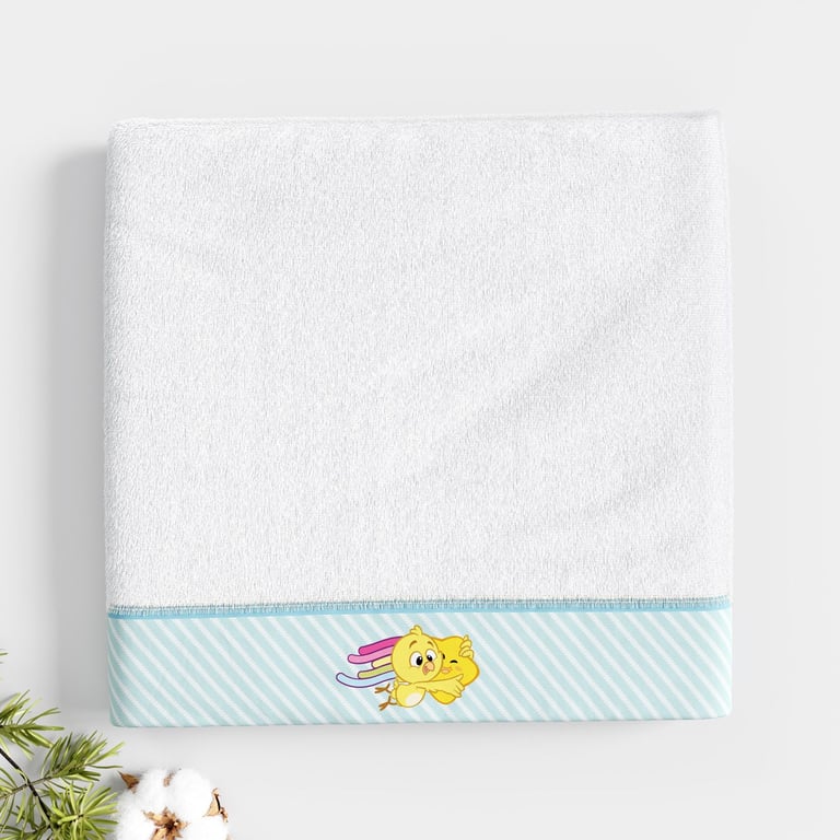 Toalha Fralda Pintinho Amarelinho Listra Azul 1,05M — vista alternativa