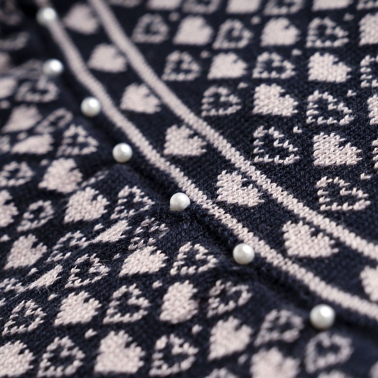 Vestido Tricot Jacquard Petit Coração com Pérolas Rosa — vista alternativa