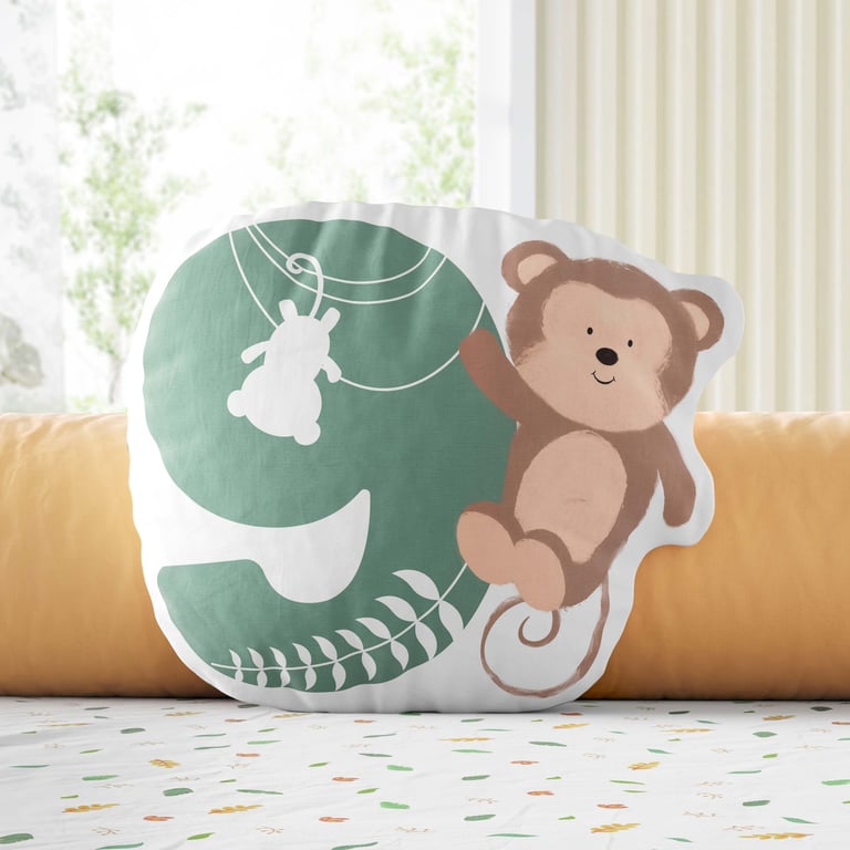 Almofada Mesversário 9 Meses Safári Aquarela 20cm — imagem 1 de 3