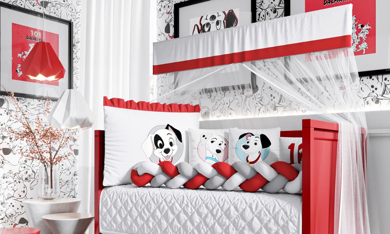 Kit Berço Trança 101 Dálmatas Vermelho e Cinza — vista alternativa