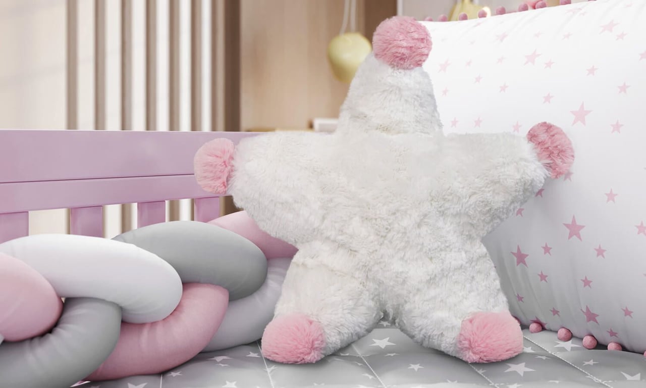 Almofada Estrela Pelúcia Rosa 30cm