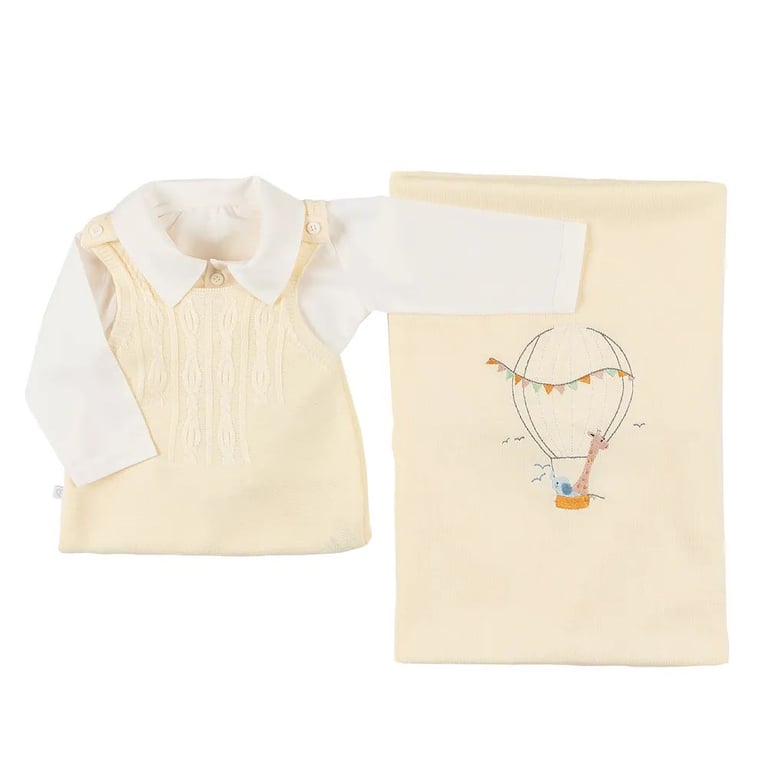 Saída Maternidade Fofinho com Detalhe Bordado Balão Amarelo