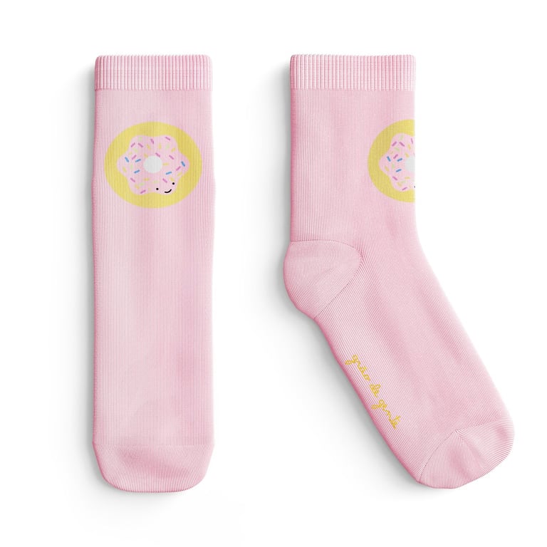 Kit Meia Bebê Tal Mãe Tal Filha Trocapé Pirulito e Donuts Rosa 4 Pares