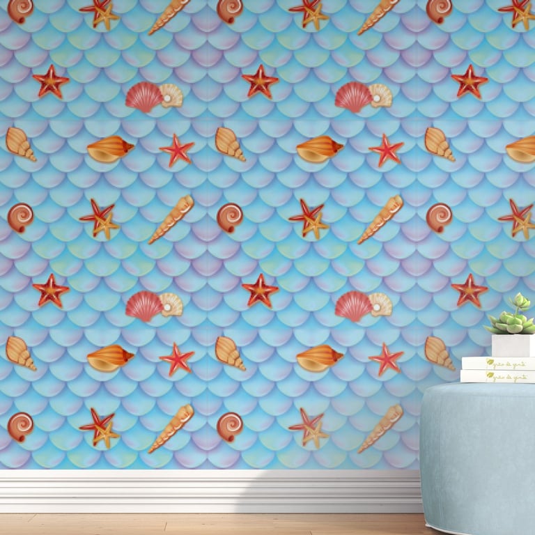 Papel de Parede Sereia, Conchas e Estrela do Mar 3M