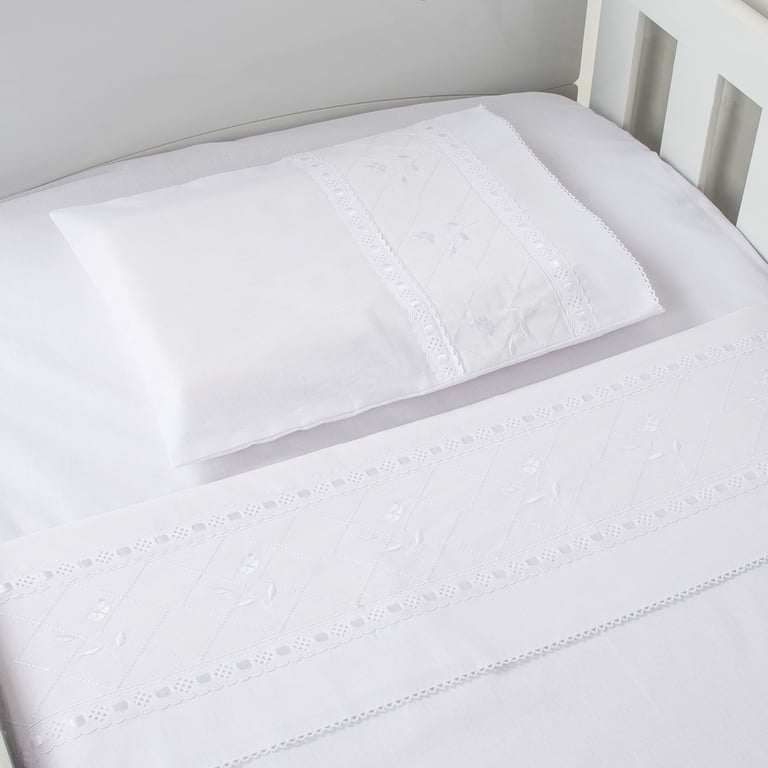 Jogo de Lençol Berço Bordado Borboletas 3 Peças