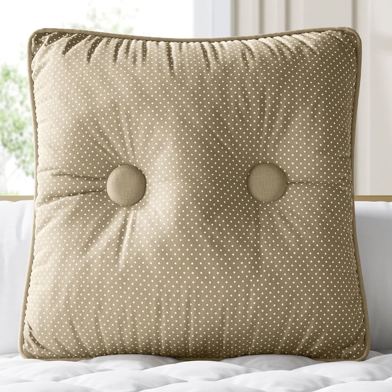Almofada Botões Bege Poá 38cm