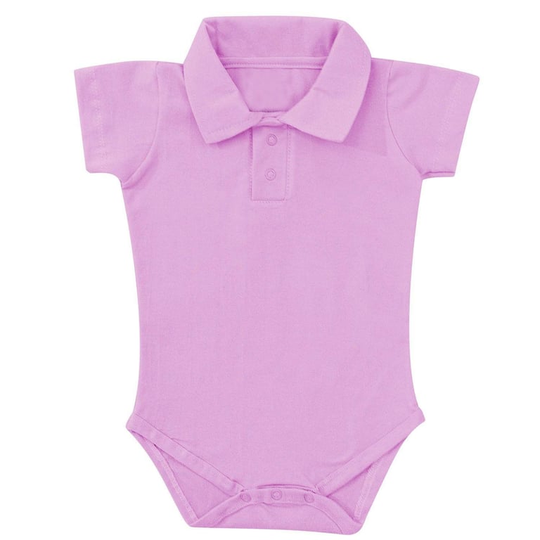 Body Manga Curta Polo Lilás 6 a 9 Meses