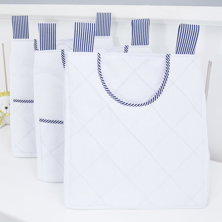 Porta Fraldas Varão Nervura Azul Marinho Listrado