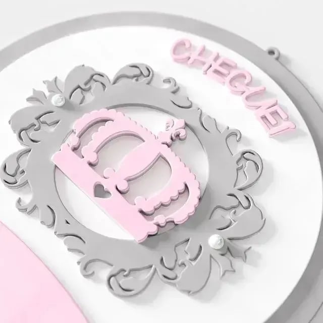 Porta Maternidade Personalizado Coroa Arabesco Rosa - Liz — vista alternativa