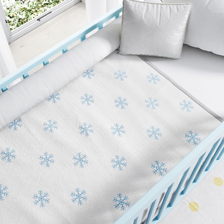 Manta Tricot Floco de Neve Azul 1M