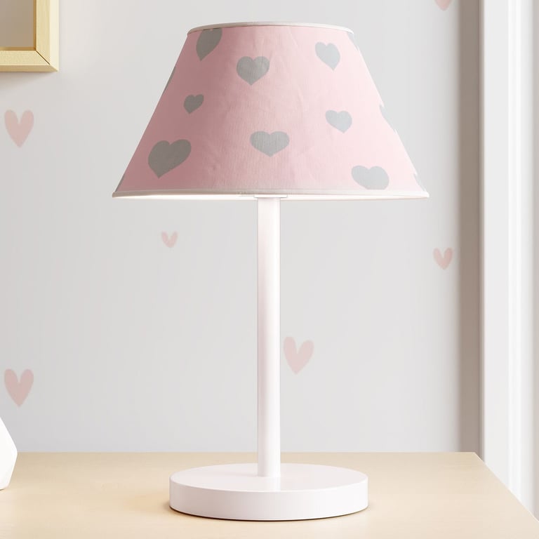 Abajur Corações Rosa
