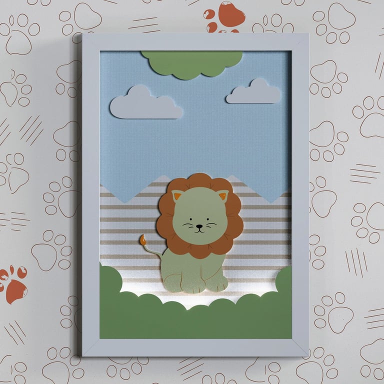 Quadro LED MDF Amiguinho Leão 35cm — vista alternativa