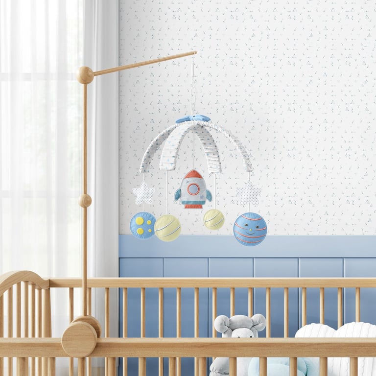Móbile Foguete e Planetas Patchwork Azul — vista alternativa