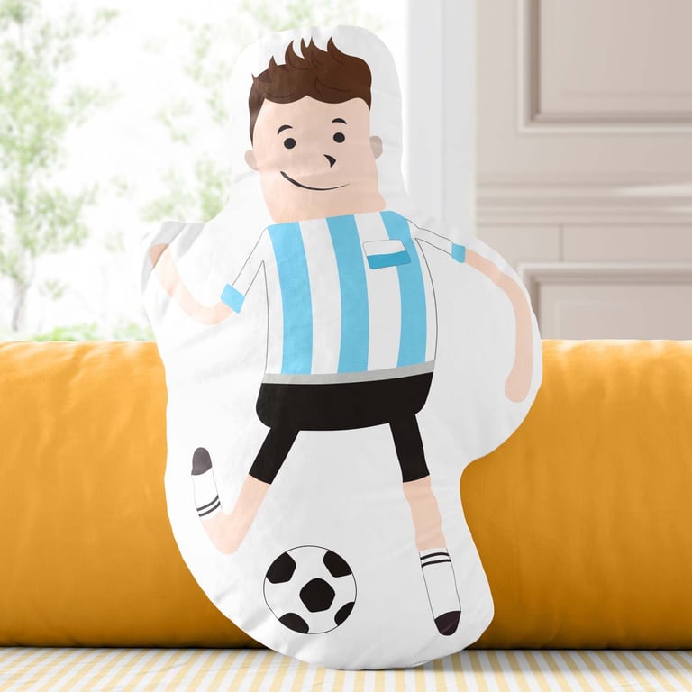 Almofada Jogador de Futebol Azul e Branca