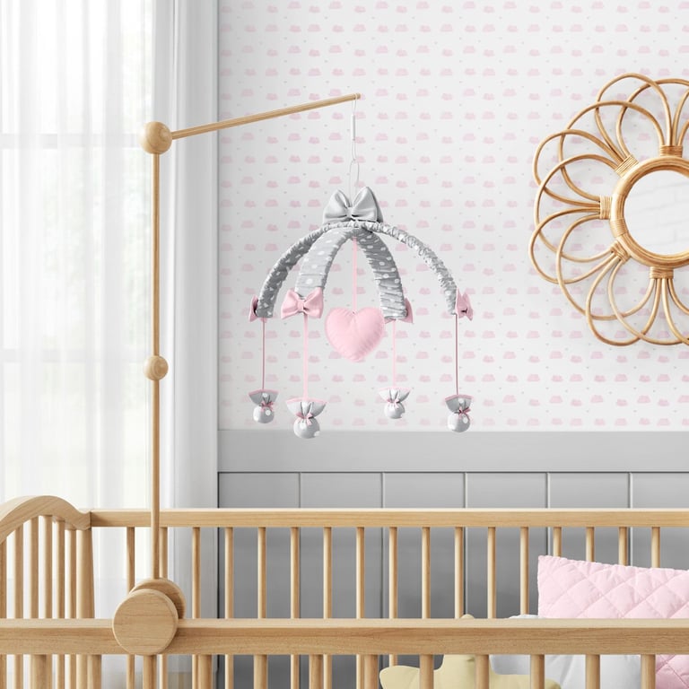 Móbile Coração Poá Azul e Cinza — vista alternativa