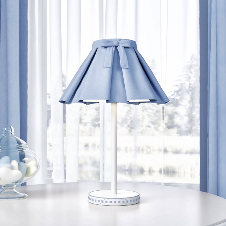 Abajur Simples Babado e Laço Azul