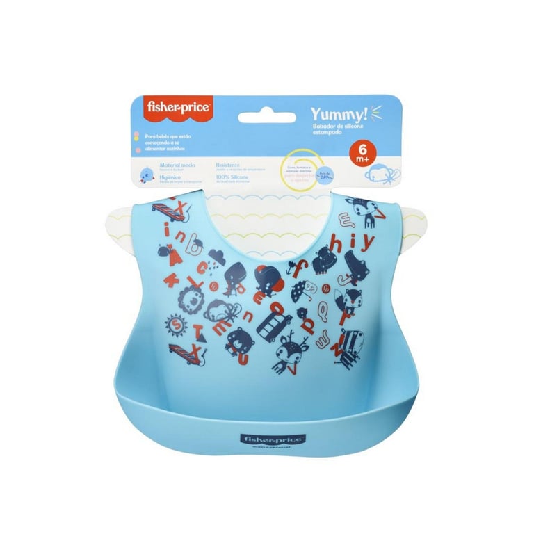 Babador de Silicone com Bolso Yummy Azul