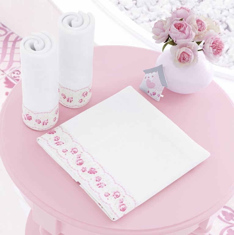 Jogo de Fraldas Ombro Barra Patchwork Rosa com 3