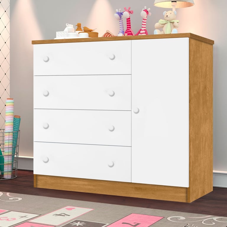 Cômoda Infantil Branco com Porta Laila