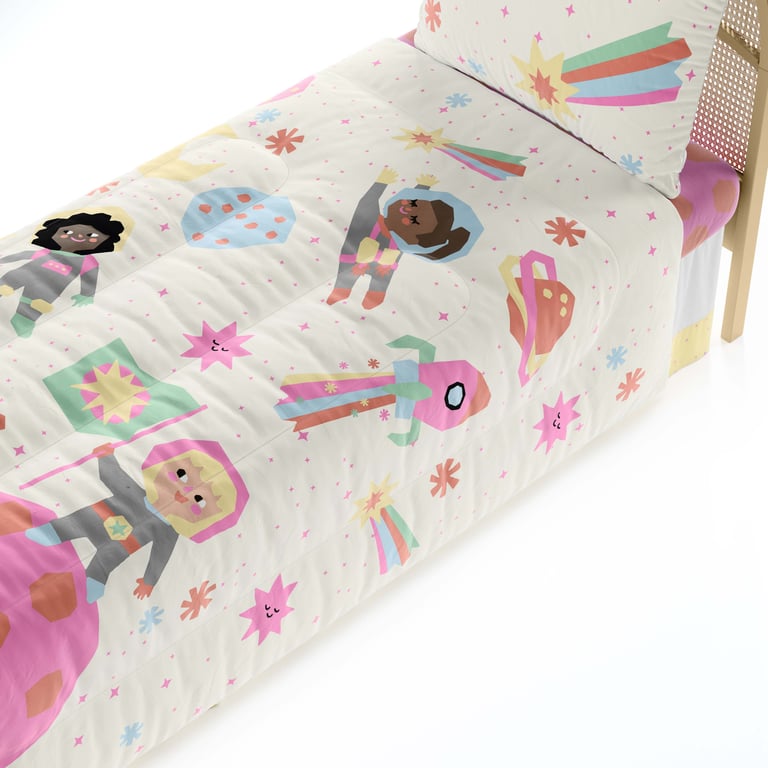 Edredom Infantil Solteiro Meninas Astronautas — vista alternativa
