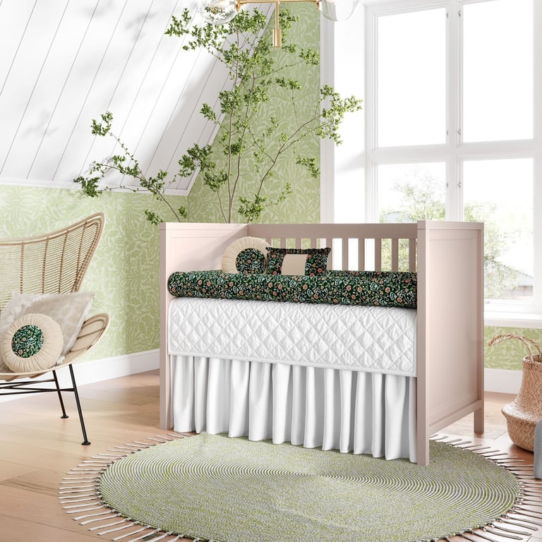 Kit Berço Rolinhos Floral Luxo Verde 8 Peças — vista alternativa