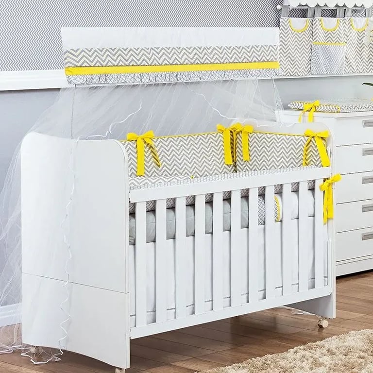 Kit Berço Amarelo Chevron