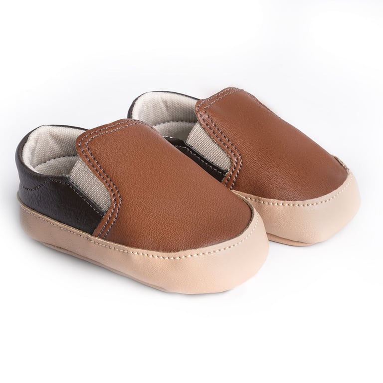 Tênis Bebê Slipper Bicolor Café e Caramelo Tam 18 — vista alternativa