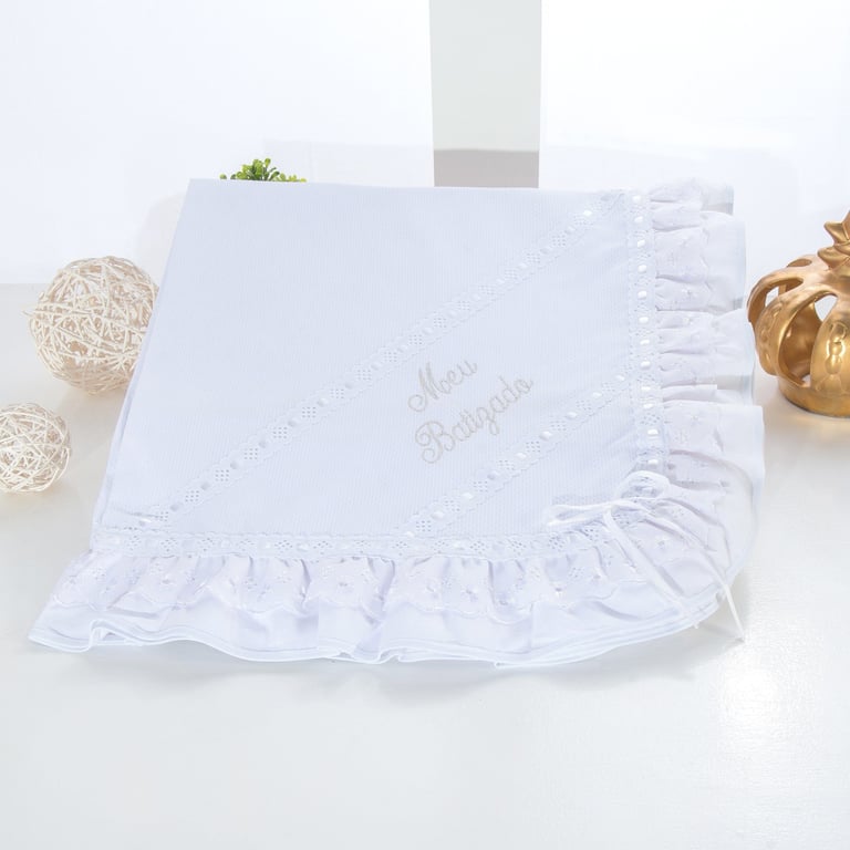 Manta Meu Batizado Branca 86cm