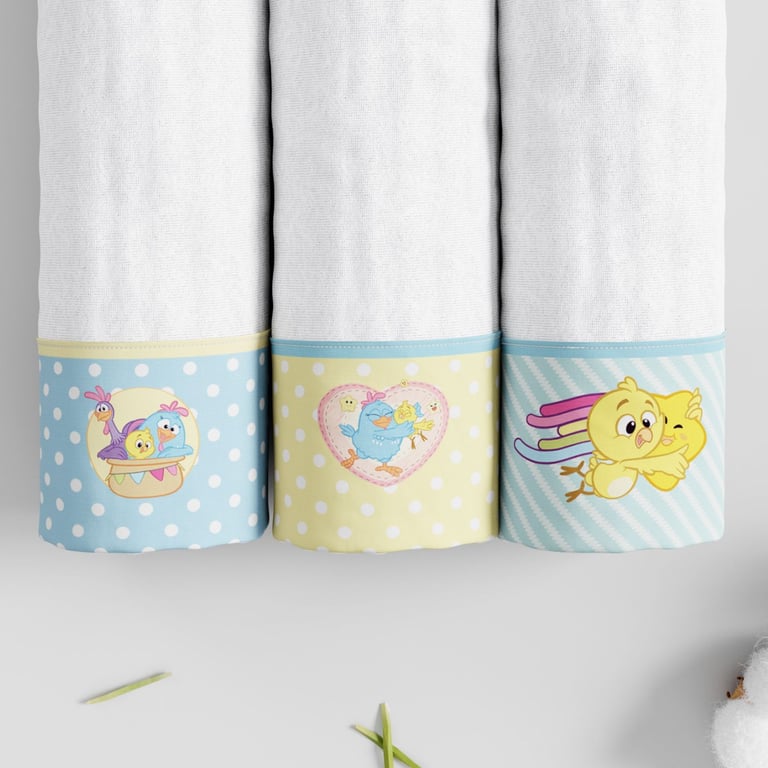 Jogo de Fraldas de Ombro Galinha Pintadinha Poá e Listra 3 Peças
