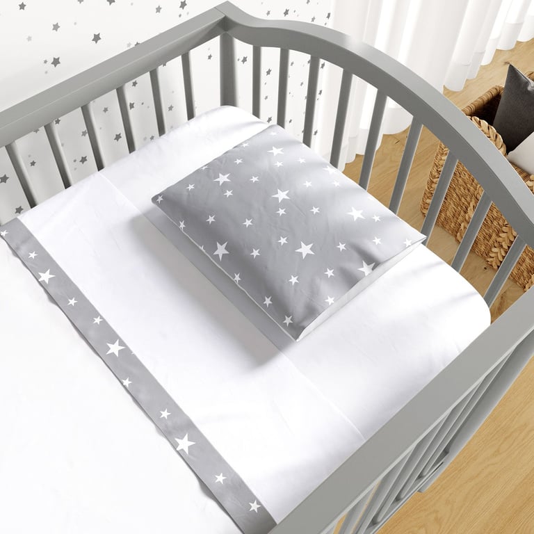 Jogo de Lençol Berço Estrelinhas Cinza e Branco 3 peças — vista alternativa