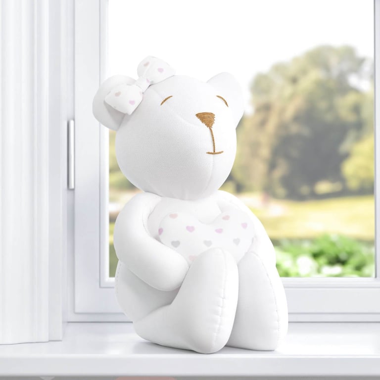 Ursinha com Coração Chuva de Amor Rosa 42cm
