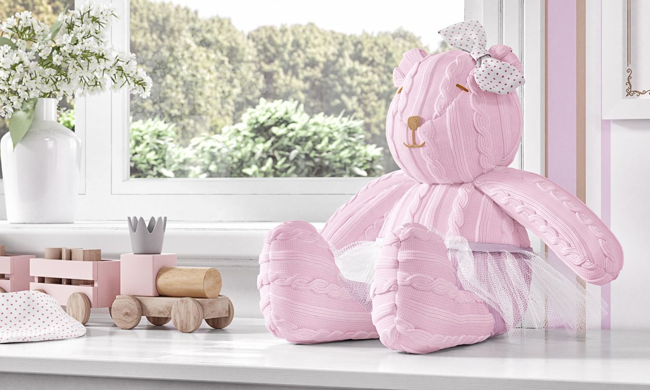 Ursinha Rosa Tricot com Saia de Tule 42cm — vista alternativa