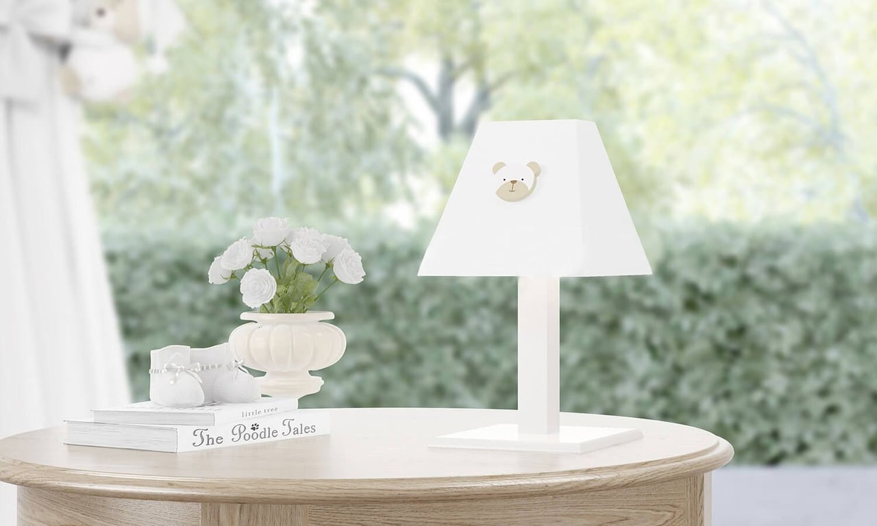 Abajur MDF Ursinho Branco Clássico