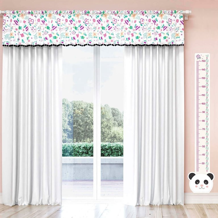 Régua Crescimento Adesivo de Parede Urso Panda Floral Moderno