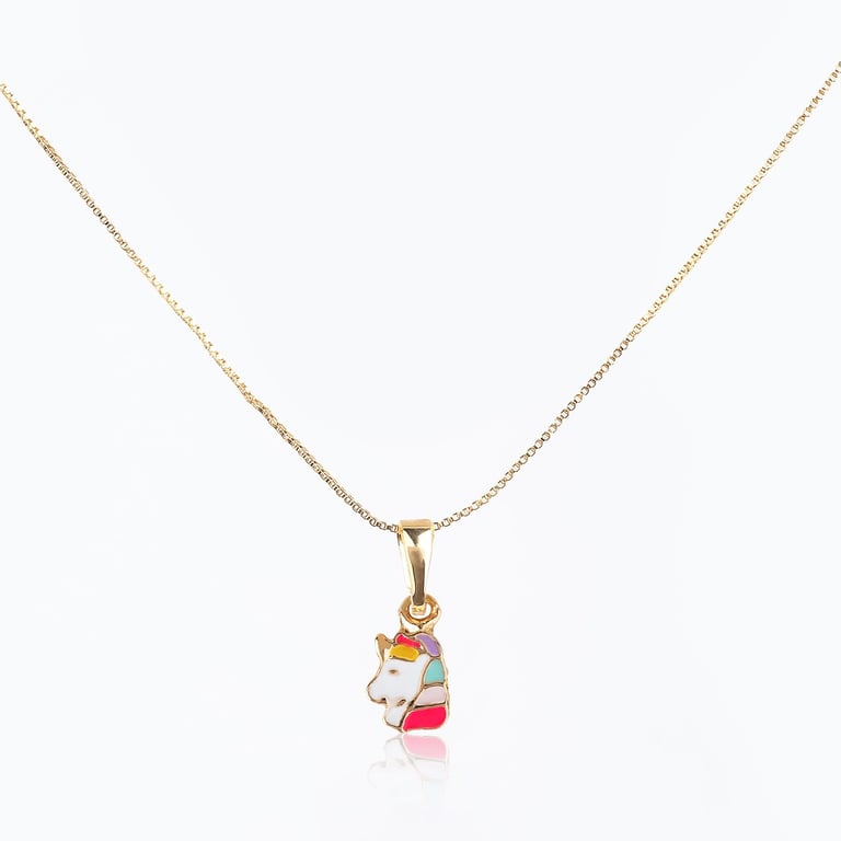 Colar Infantil Unicórnio Arco-íris Ouro — vista alternativa