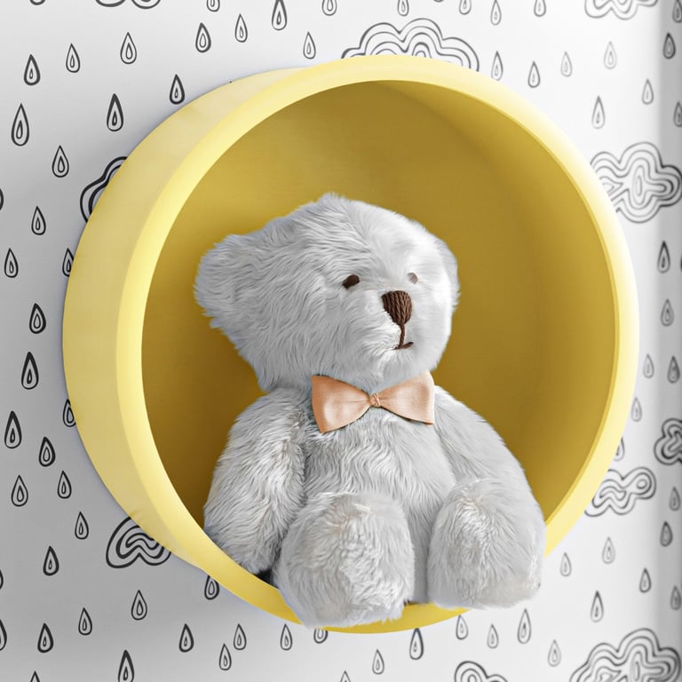 Nicho de Madeira Redondo Amarelo 30cm