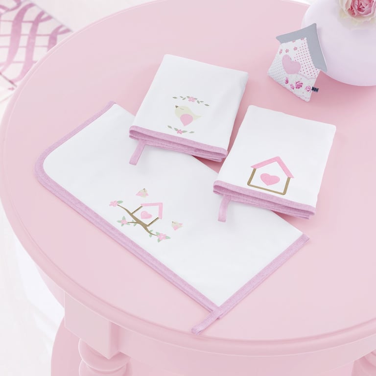 Jogo de Fraldas Boca Malha Patchwork Rosa