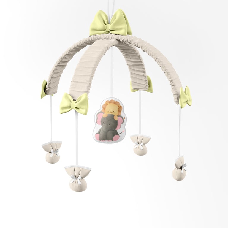 Móbile Safári Aquarela Bege e Amarelo