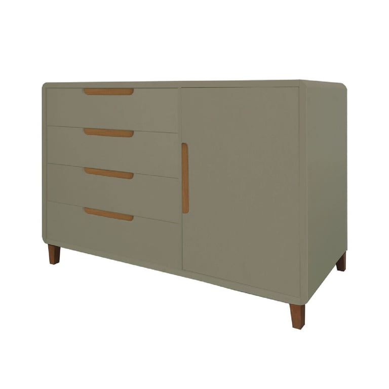 Cômoda Infantil Bege e Madeira com Porta Capri