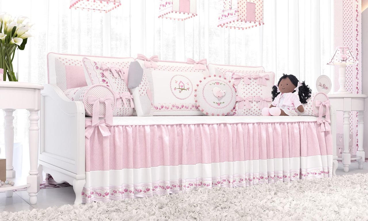 Kit Cama Babá Patchwork Rosa