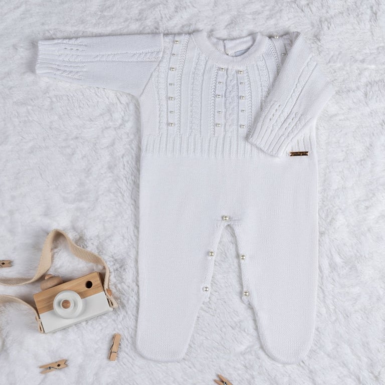 Macacão Tricot Trança Pérola Vermelho